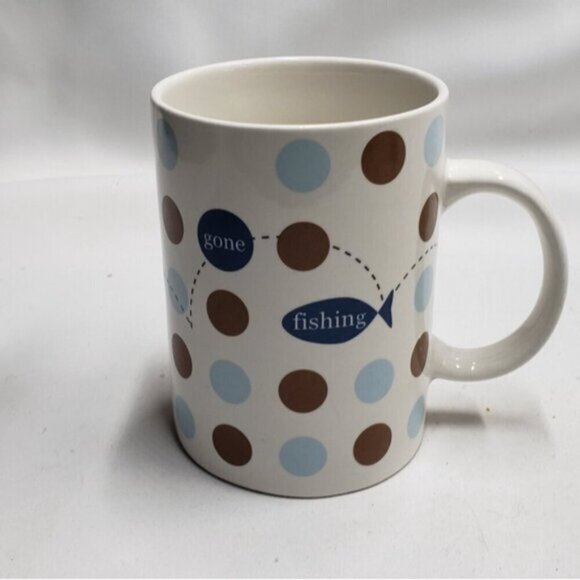 Vintage Starbucks Daddy O Gone Fishing Mug Polka Dots 16 Ounce 2004 - Picture 3 of 11